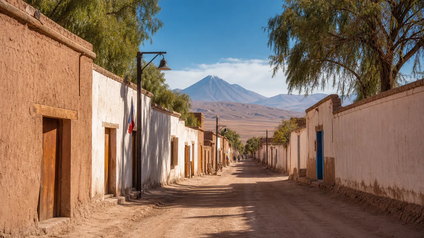 Adobe street in San Pedro de Atacama, the base town for visiting Valle de la Luna
